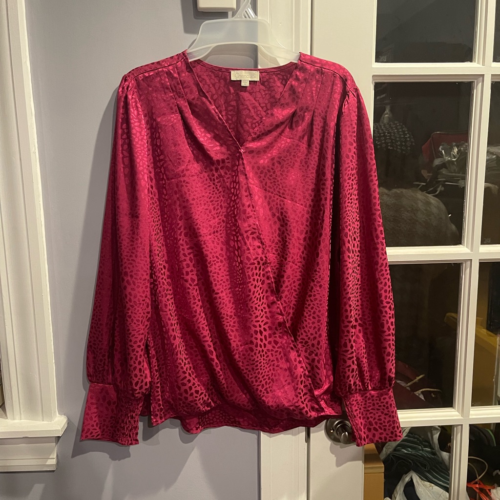 Pink Printed Wrap Silk Blouse